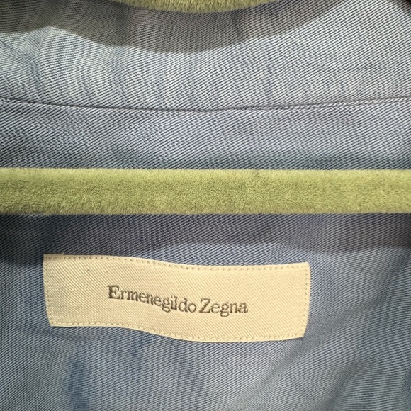 Ermenegildo Zegna Men 18.5/47 Blue Button Up LS Cotton Shirt - Picture 8 of 11